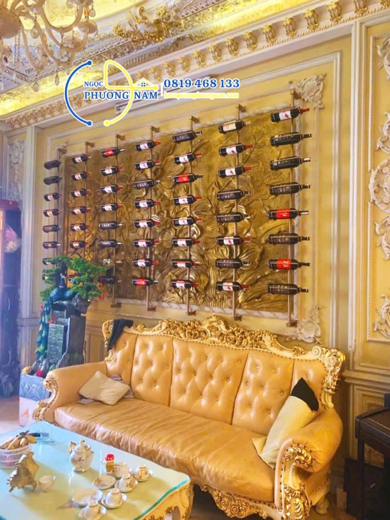 Kệ rượu dây cáp trang trí 1